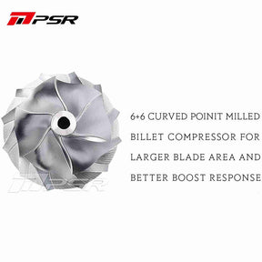 PSR 485D DUAL BALL BEARING TURBO CURVED POINT MILLED BILLET COMPRESSOR WHEEL